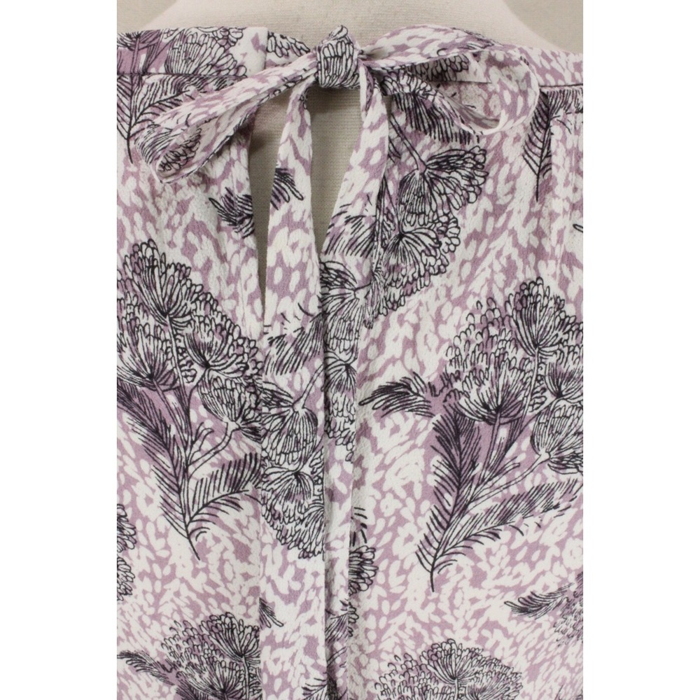 BODEN Crepe Tank Top size US 4 UK 8 Purple Floral Pleat Keyhole Tied - Picture 12 of 16